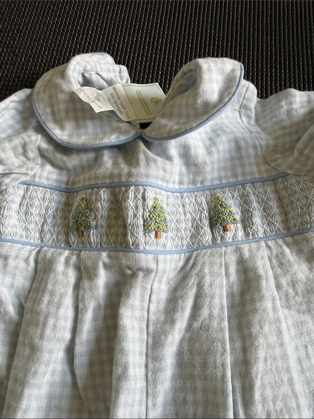 Light Blue smocked Christmas Romper